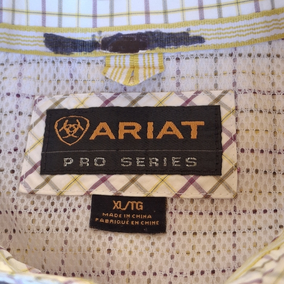 Ariat Pro Series Plaid Brown Tan Button-Down Short Sleeve Shirt Men Size X-Large - Picture 3 of 16